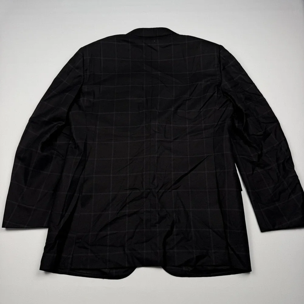 Ermenegildo Zegna Blazer Mens 42R Black Plaid Wool Silk Classic Fit Jacket Swiss